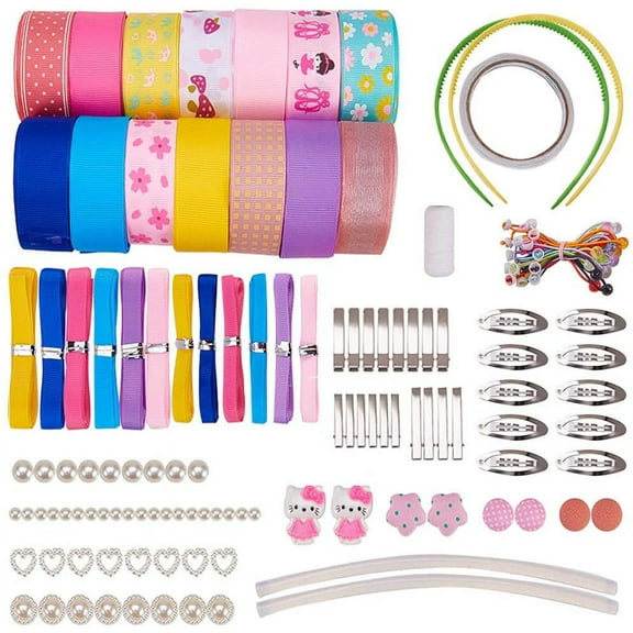 50 Sets Hair Clip Ropes Bands Kit Ribbon Hair Bows Hairpins Non-Slip Hair Barrettes Hair Accessories Sets for Teens
