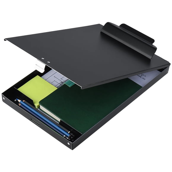 Portapapeles con caja ZCZN de aluminio para almacenamiento 23,5 x 35 cm, negro