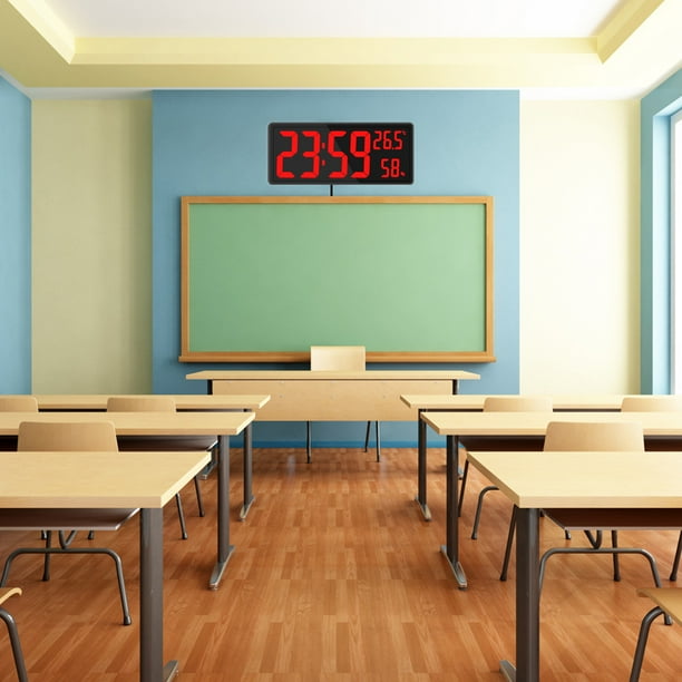 Horloge Murale Numérique, Horloge Murale LED Grande avec Affichage du Calendrier et Télécommande pour Bureau