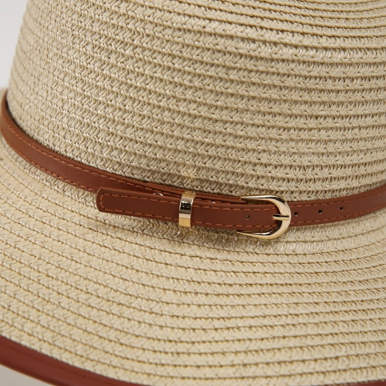 UTSJKR Womens Flat Crown Woven Fedora Hat with Adjustable  display picture 1