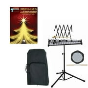 Band Directors Choice Educational Bell Kit Pack Christmas Carols Deluxe w/Carry Bag, Drum Practice Pad & Sticks & Christmas Carols Play Along Book