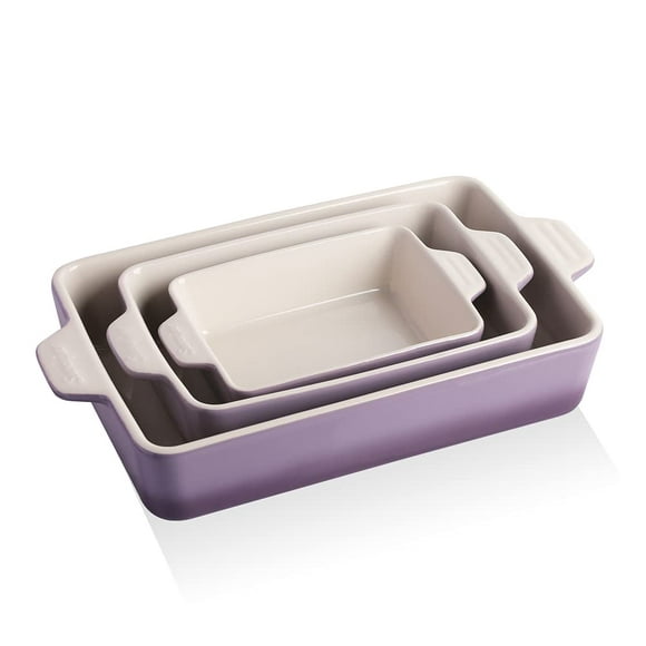 SWEEJAR ceramic Bakeware Set, Rectangular Baking Dish Lasagna Pans for cooking, Kitchen, cake Dinner, Banquet and Daily Use, 118 x 78 x 275 Inches of casserole Dishes (gradient Purple)