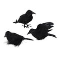 thumbnail image 3 of 3 piezas de cuervos de Halloween, decoración de cuervos y cuervos de Halloween, cuervos con plumas negras realistas hechos a mano para decoración de Estilo C, 3 of 8