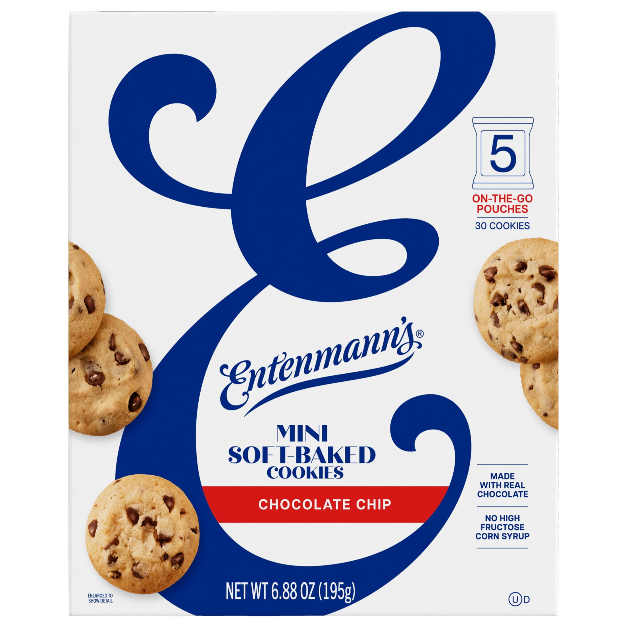 Entenmann's Soft-Baked Chocolate Chip Cookies, 5 packs, Mini 6.88 oz Box