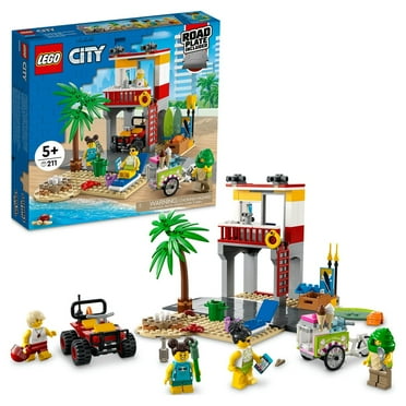LEGO City Beach Lifeguard Station 60328 Building Kit for Ages 5 , with 4 Minifigures and Crab and Turtle Figures (211 Pieces)