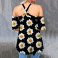 thumbnail image 4 of Tops Para Mujer Blusa Informal Elegante Camisas Con Hombros Descubiertos Cuello Halter Cruzado Erógeno Manga Corta Impreso Túnica Elegante Odeerbi  ODB164774, 4 of 6