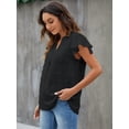 thumbnail image 4 of Maskion Womens Black Blouse V Neck Ruffle Sleeve Flowy Shirts Dressy Casual Cute Summer Tops,2XL, 4 of 6