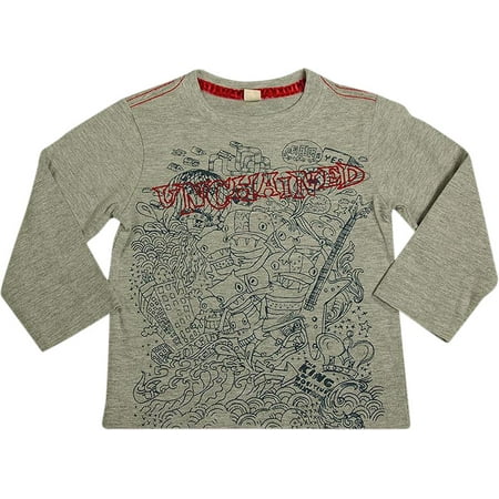 

Mish Mish Baby Infant Boys Long Sleeve Graphic Tee Shirt Top 35906-12Months (grey)
