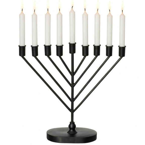 Vintiquewise 9-Branch Rambam-Style Hanukkah Menorah Mid-Century Modern Decorative Accent Traditional Celebration Display and Festive Lighting Centerpiece Ideal for Tables Mantels and Shelves, Black