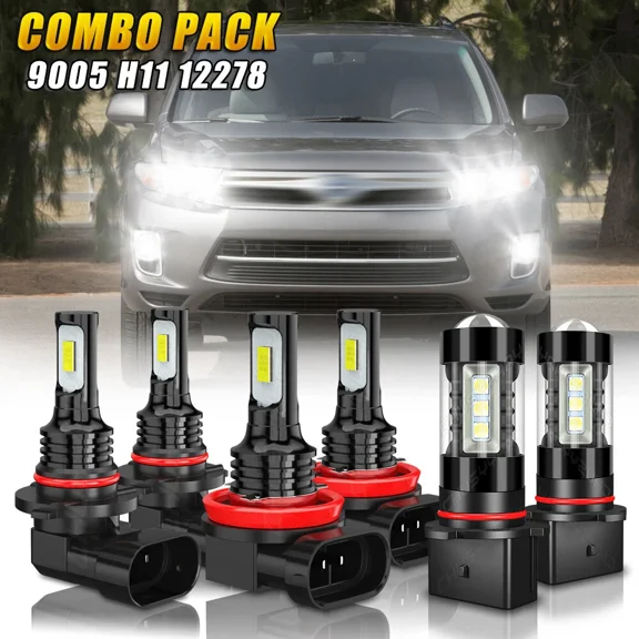 For Toyota Highlander 2011-2013 Combo LED Headlight Hi/Lo Beam   Fog Light bulbs