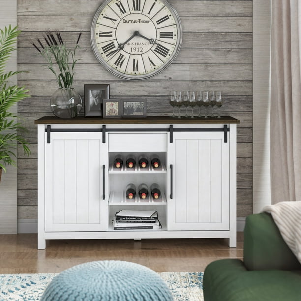Sideboard with Optional Wine Storage, Antique White