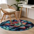 thumbnail image 5 of Teal Red Ombre Succulent 3ft Area Rug, Abstract Art Botanical Washable Non-Slip Small Round Rugs for Entryway Bedroom Kitchen, Soft Circle Carpet for Dining Room, Playroom Nursery Rug, 5 of 9