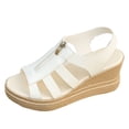 thumbnail image 2 of Wowcloth Women's Straw Woven Platform Sandals – Comfortable One-Strap Slip-On with Wedge Heel for Retro Casual Style, 2 of 9
