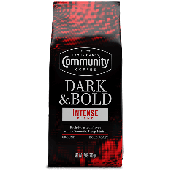 Community Coffee Dark & Bold Intense Blend Dark Roast Ground 12 oz Gable Top