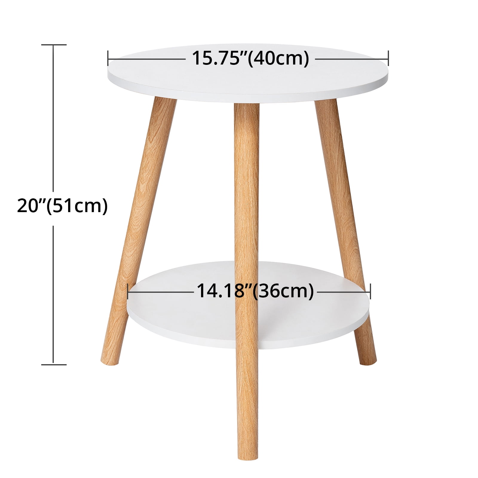 2 Tier End Table, HONEIER Side Table with Storage Shelf Small Bedside Table Night Stand for Living Room, Bedroom Entryway, White