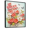 thumbnail image 2 of Designart "Coral Apple Blossom composition I" Floral Floater Framed Canvas Art Print, 2 of 7
