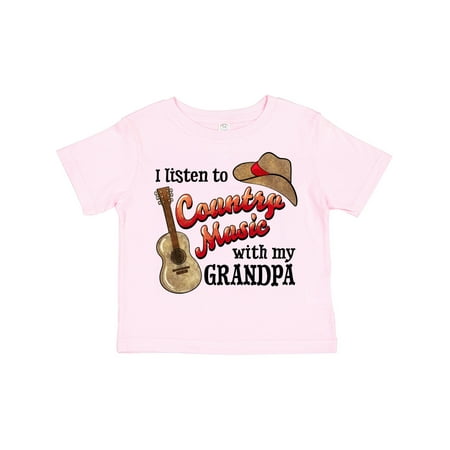 

Inktastic I Listen to Country Music with My Grandpa Guitar and Hat Gift Toddler Boy or Toddler Girl T-Shirt