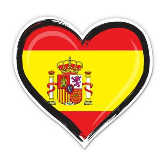 Spain Flag Heart Espana - 3" Vinyl Sticker - For Car Laptop Water Bottle Phone - Waterproof Decal