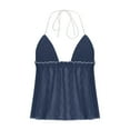 thumbnail image 6 of Ovbmpzd Women Tank Tops Babydoll Tie Front Blue Halter Spaghetti Straps Camisole Summer Sleeveless Spring Shirt Womens Tops M, 6 of 6