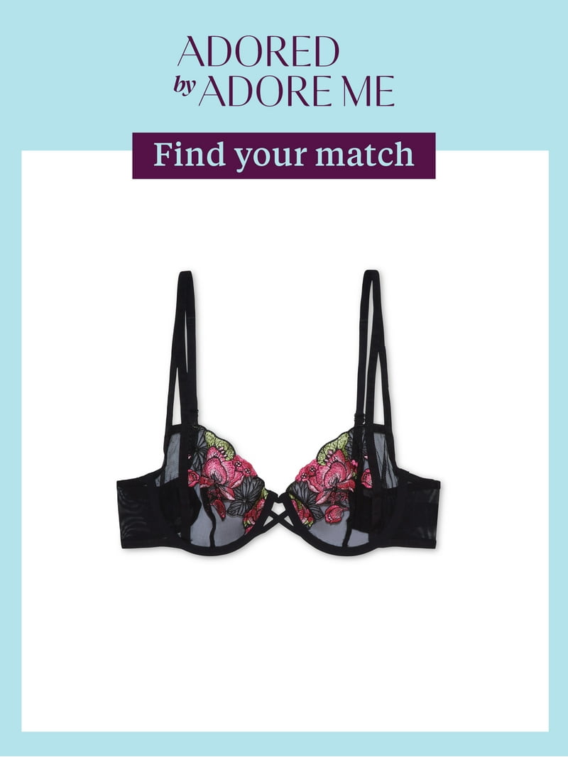 Adored by Adore Me Women's Jamilla Mesh with Embroidery Brazilian