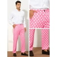 thumbnail image 5 of Unique Bargains Men's Polka Dots Dress Pants Regular Fit Flat Front Printed Trousers 28 Pink, 5 of 6