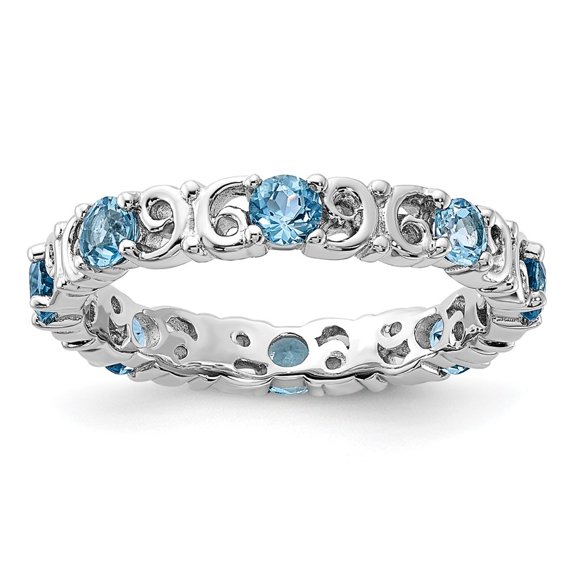 Auriga Fine Jewelry 925 Sterling Silver Blue Topaz Ring for Women Size- 6