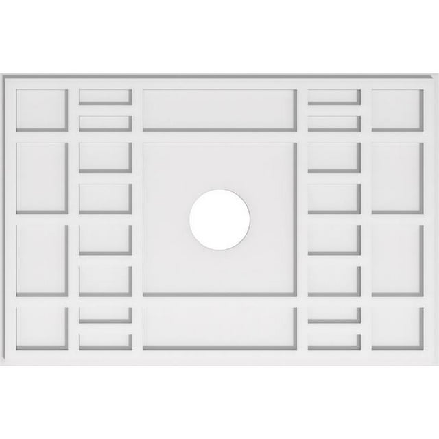 Ekena Millwork CMP36X24BX-05000 5 in. ID x 12.5 in. Rectangle Beaux Architectural Grade PVC Contemporary Ceiling Medallion