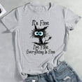 thumbnail image 2 of PENGXIANG Women Everything Is Fine Funny Cat Short Sleeve T-Shirt-Rose Gold L, 2 of 6