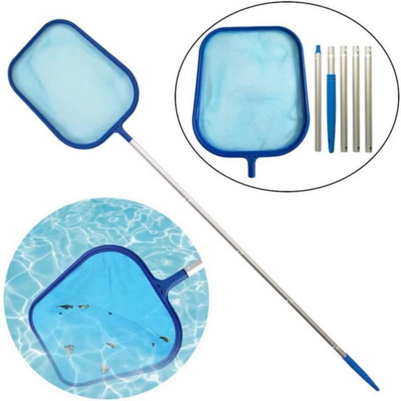 Pool Skimmer Net with 5 Sections 47\" Detachable Pole, Leaf Skimmer Mesh Rake Net for Spa Pond Swimming Pool, Pool Cleaner Supplies And Accessories for Cleaning Pool Leaves and Debris