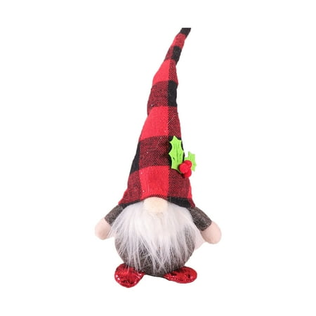

✪ Handmade Christmas Elf Decoration Plaid Long Hat Gnome Swedish Tomte Doll Toy Ornaments Holiday Gifts