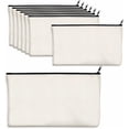 thumbnail image 1 of Paquete de 8 estuches de lona para lápices, bolsas con cremallera para bricolaje, artículos de tocador estacionarios, bolsas de maquillaje en blanco, bolsas multifunción brillar Electrónica, 1 of 5