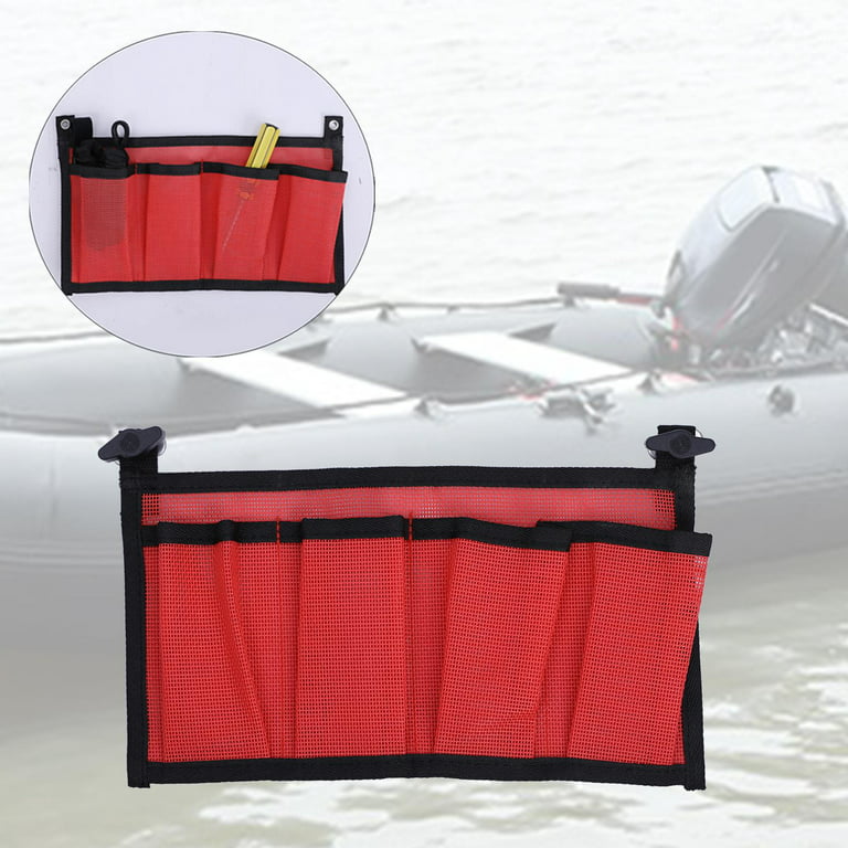 Marine Kayak Canoe Side Mesh Pouch Yacht Accessories Boat Fishing Box High Quality Nylon Bottles Storage Bag with Mounting Screw, Size: 30x19cm, Red