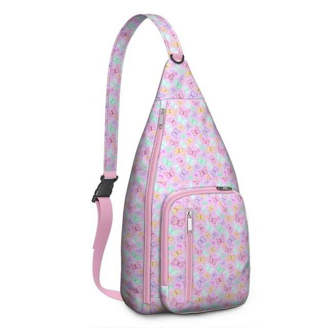 Colorful Butterflies Crossbody Bag - Lightweight Travel Sling Backpack with Adjustable Strap, Fashionable Anti-Theft Design for Outdoor Enthusiasts