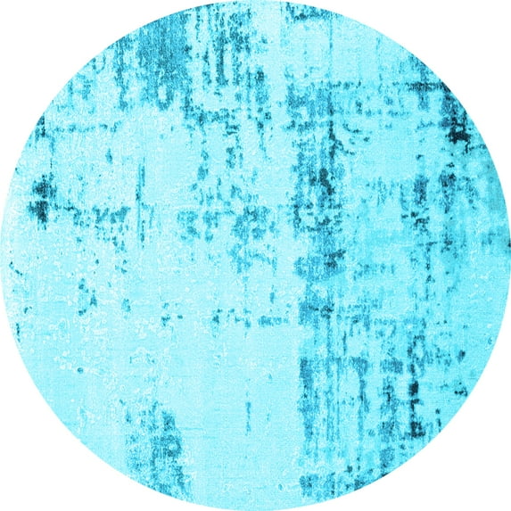 Ahgly Company Indoor Round Oriental Light Blue Industrial Area Rugs, 8' Round