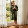 thumbnail image 5 of Atogsazn Toddler Girl Fuzzy Robe Fleece Furry Long Sleeve Bathrobe with Waistband Warm Winter Clothes 03-Army Green 2-3 Years Fashion, 5 of 6