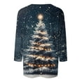 thumbnail image 4 of Christmas 3/4 Sleeve T Shirts for Women Plus Size T Shirt Crew Neck Casual Tops Fashion Printed Round Neck Tops, 4 of 5