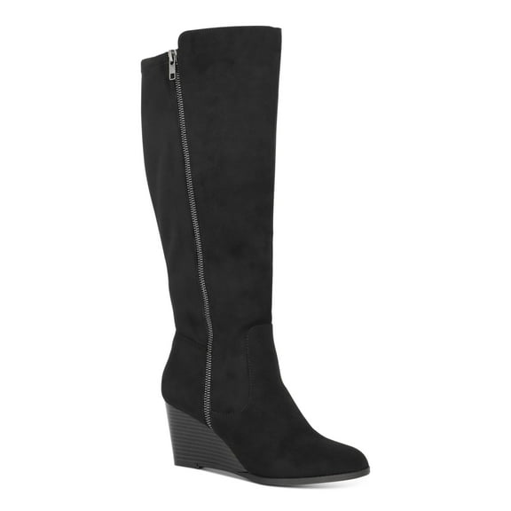 STYLE & COMPANY Womens Black Wide Calf Round Toe Wedge Zip-Up Dress Boots 6