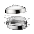 thumbnail image 1 of Tnarru Roasting Pan Food Steamer with Lid Multiuse Portable Kitchen Tool Portable Oval Cookware Poacher for Restaurant Potatoes, 1 of 8