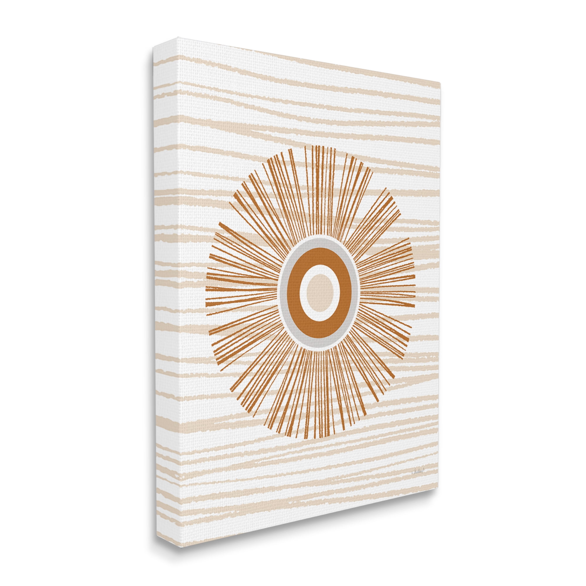 Stupell Industries Earthy Circular Abstract Sun Pattern Wavy Stripes Graphic Art Gallery Wrapped Canvas Print Wall Art, Design by Martina Pavlova
