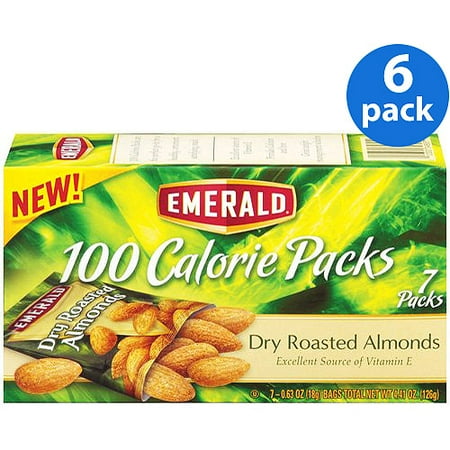 Emerald Dry Roasted Almonds 100 Calorie Packs, 7 ct (Pack of 6)