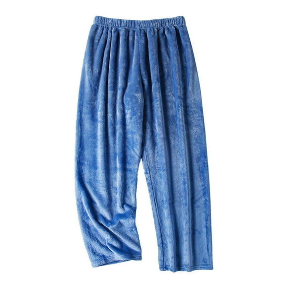 ShomPort Flannel Full Length Pajamas for Womens Elastic Waistband Solid Color Lounge Pants Fall Winter Thermal Soft Sleepwear