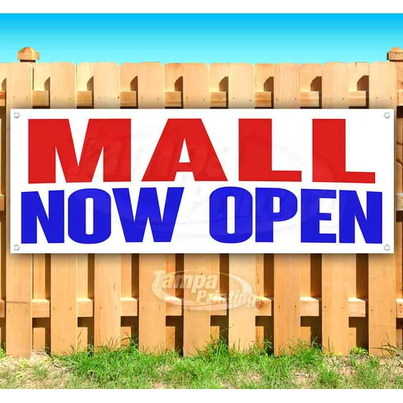 Mall Now Open 13 oz Vinyl Banner With Metal Grommets