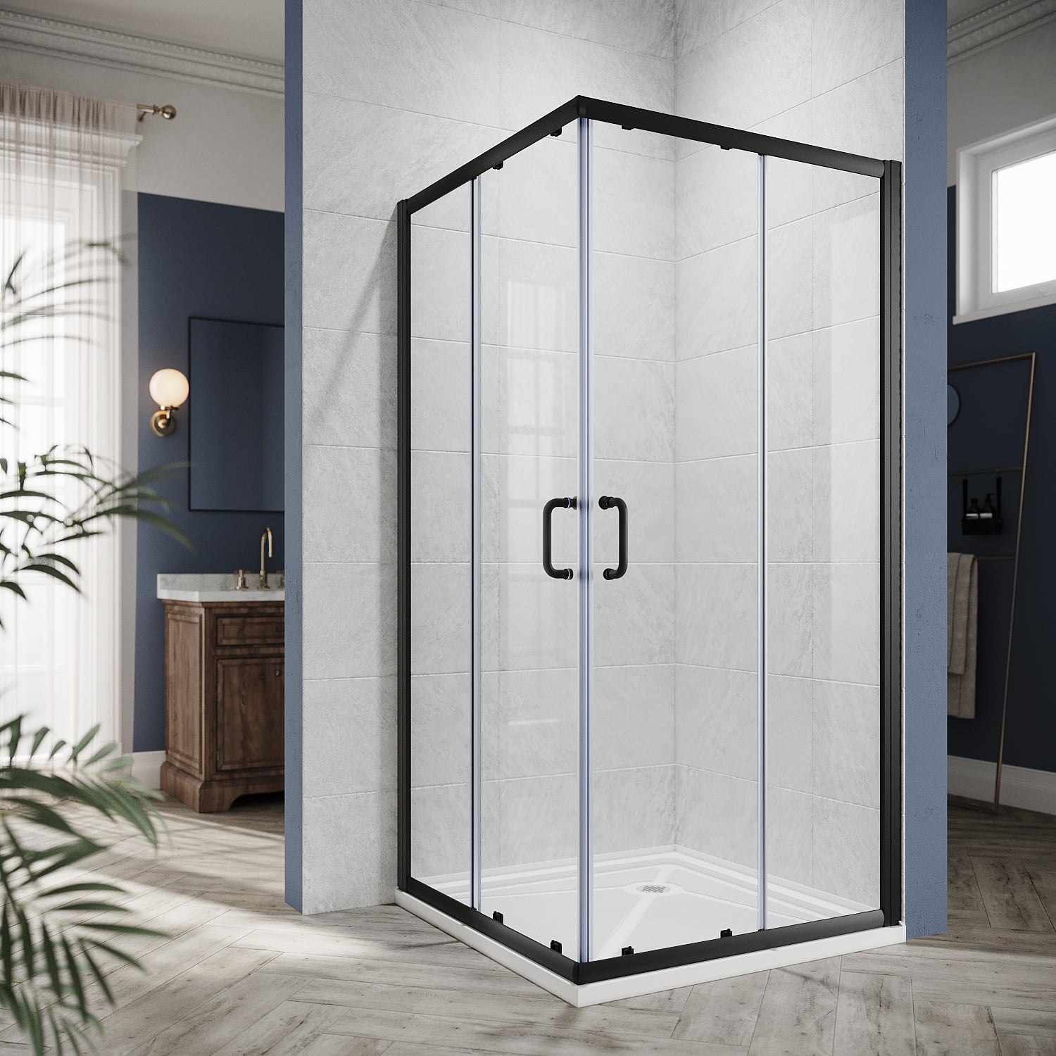 Sunny Shower Corner Sliding Shower Enclosure 36 In D X 36 In W X 72 In H Sliding Shower Door