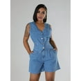 thumbnail image 3 of Denim Outfit for Women Buttons Denim Vest Top with High Waist Jean Shorts Going Out Outfits Blue XL, 3 of 8