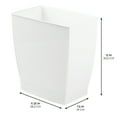 thumbnail image 2 of iDesign Bathroom Vanity Trash Can, 2.5 Gallon Plastic Rectangular Open Top Garbage Bin, 4 Pack, White, 2 of 5