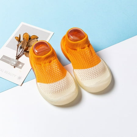 

JIAOCHU Baby Sock Shoes Animal Rubber Sole Non-Skid Indoor Slipper Infant Boys First Walking Floor Slipper Toddler Soft Sole Cotton Mesh Slipper Breathable Lightwewight Baby Shoes Orange 18-24Months