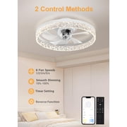 20 Smart Ceiling Fan with Light, 6-Speed Quiet DC Motor, Stepless Dimming LED (3000K-6500K), APP/Remote, Flush Mount for Bedroom, Living Room, Office (Energy Efficient)
