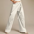 thumbnail image 6 of KLHDSF Pants For Women Solid Casual Drapey Sash Tie Wide Leg Trousers Work Office White L, 6 of 8
