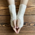 thumbnail image 5 of LIZENG Winter New Ladies Fingerless Knitted Warm Solid Color Wool Blend Warm Half Half Finger Wool Gloves with Thumb Hole Gloves Mittens for Typing Driving, 5 of 5