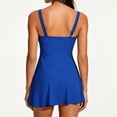 thumbnail image 3 of MecTo Women's Swimsuit 2 Piece Swim Suit High-Waisted Tummy Control Bathing Suit Tie Knot Skirt Top with Triangle Bottom Tankini Sets Blue S, 3 of 8